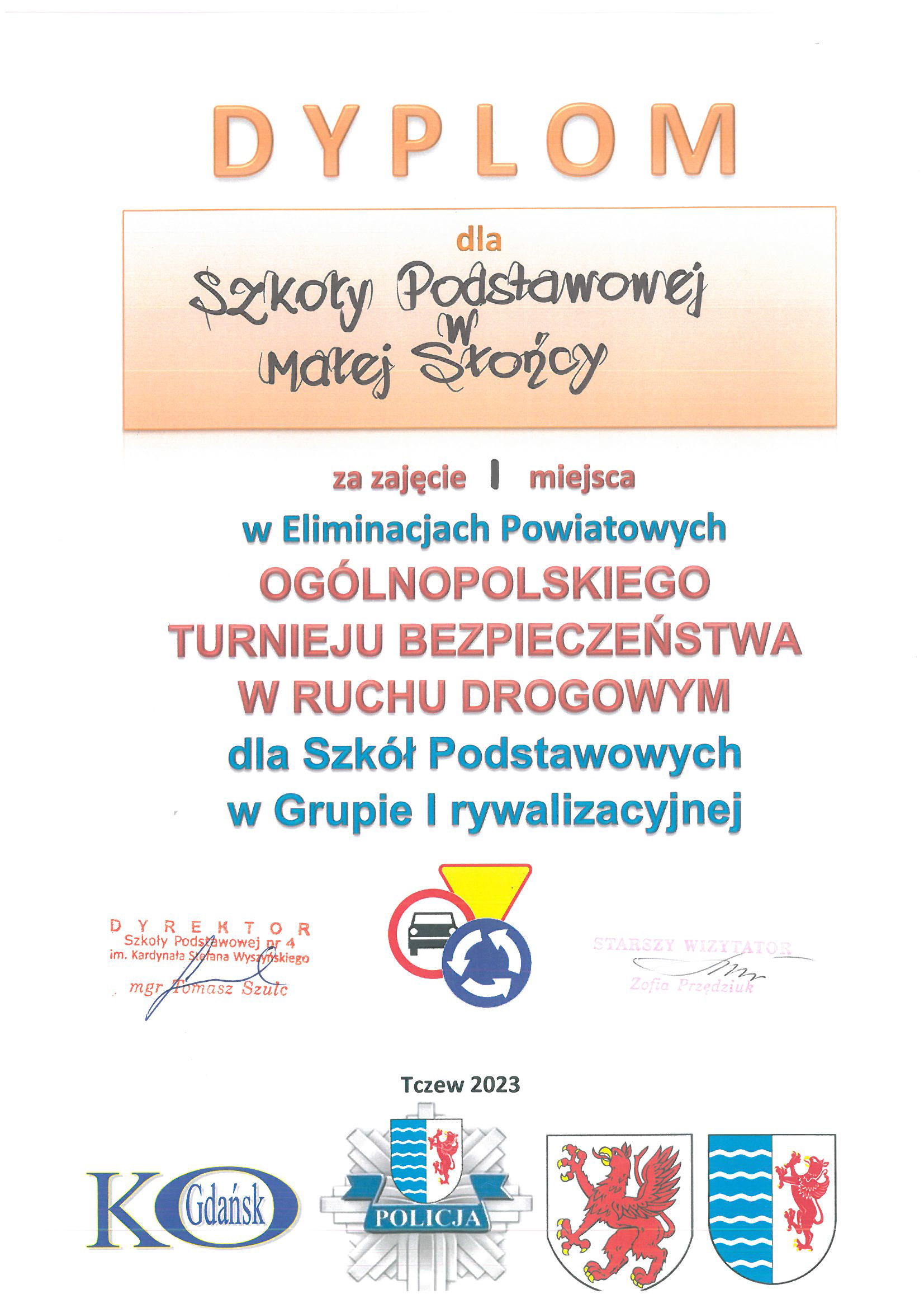Dyplom dla szkoły w Małej Słońcy
